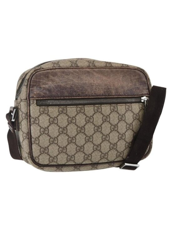 GUCCI Handbags - Authentic GUCCI GG Supreme Shoulder Bag PVC Beige Silver